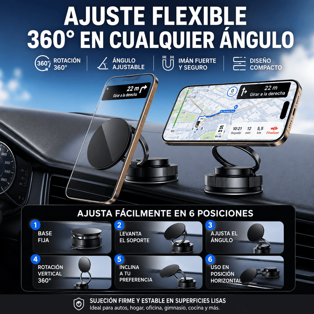 SOPORTE MAGNETICO 360 PARA TELEFONOS